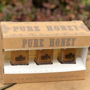 3 4oz muth jars of honey in an attractive gift carton