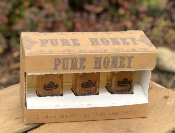 3 4oz muth jars of honey in an attractive gift carton