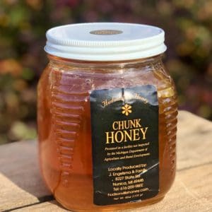 Glass jar of chunk honey